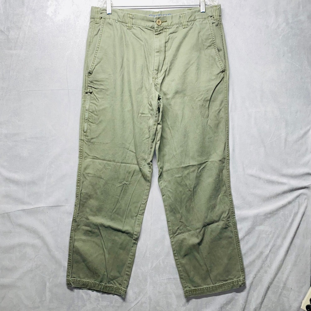 Dockers Classic Fit Olive Green 100% Cotton Flat Front‎ Mens Pants W36 L32 Cargo